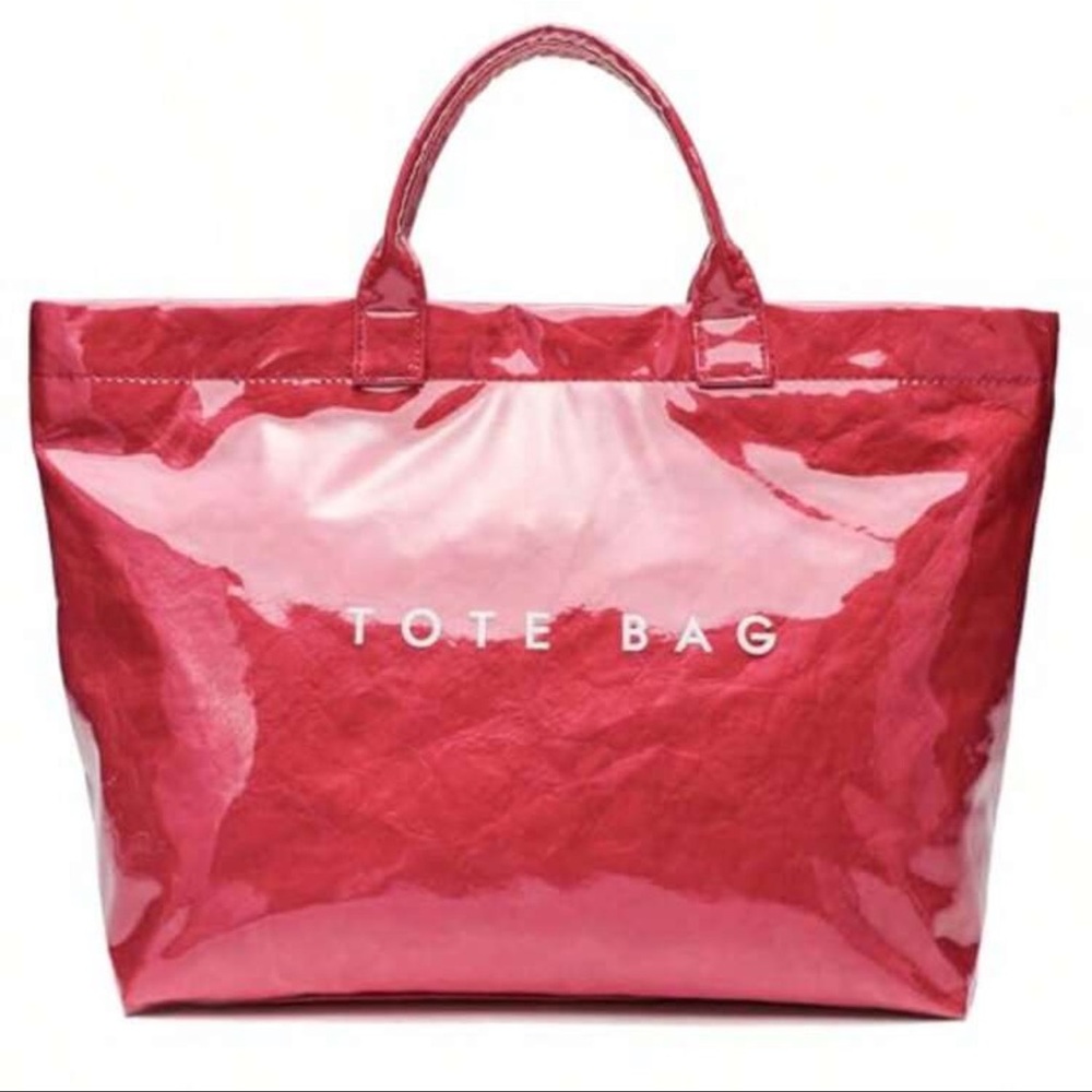 Hot Pink Large Vegan Leather Tote Bag